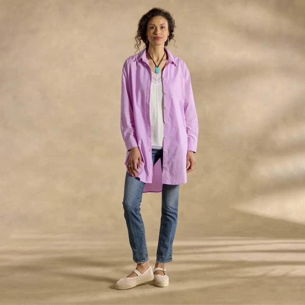 Sundance Women XXL Shirt Dress Purple Long Sleeve Button Front Tunic Minimalist